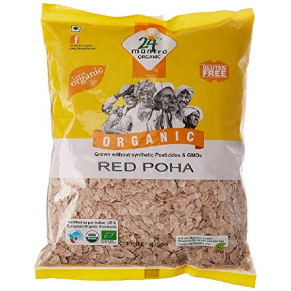 24 Mantra Organic Red Poha / Flattened Rice 2 Lb / 908 Gms
