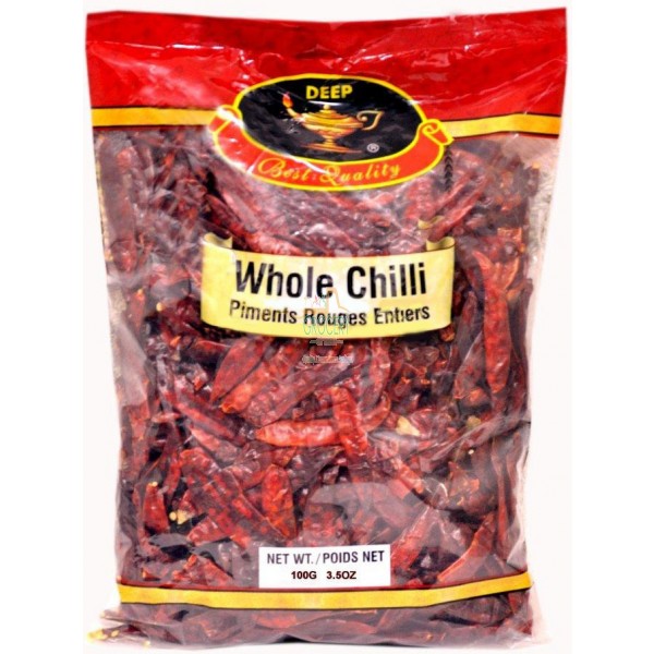 Deep Red Chilli Whole 3.5 Oz / 100 Gms