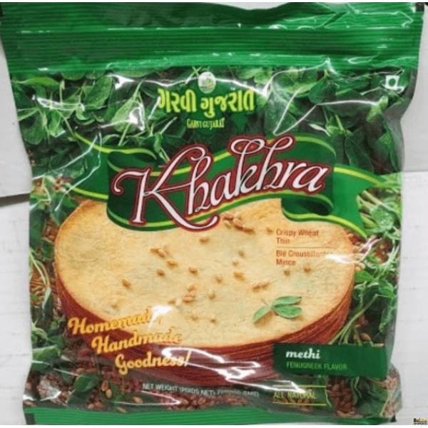 Garvi Gujrat Methi Bajra (Fenugreek Pearl Millet) Khakhra 7 Oz / 200 Gms