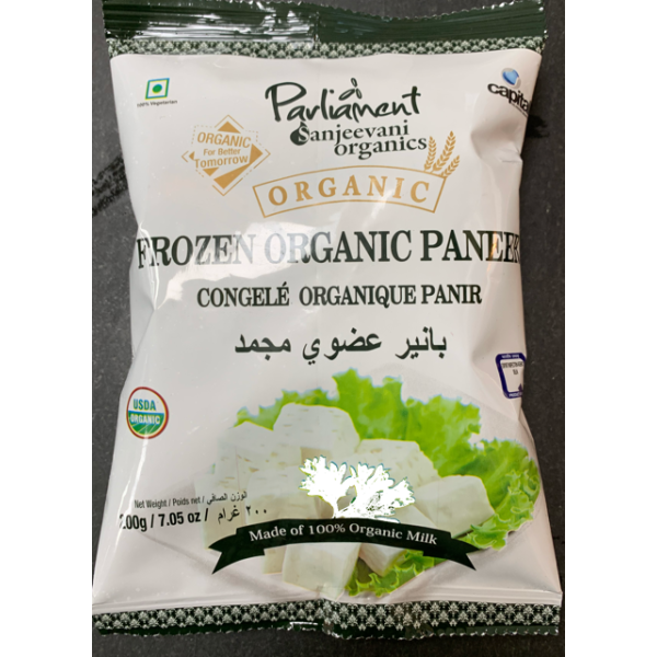 Parliament Sanjeevani Organics Forzen Organic Paneer made of 100% Organic Milk 7.05 Oz / 200 Gms