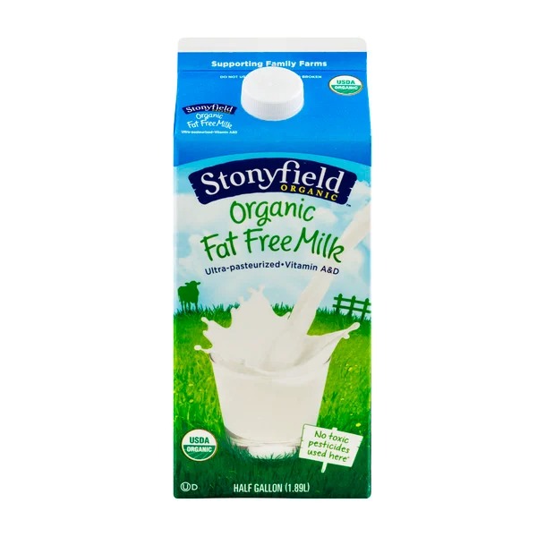 Stonyfield Organic Fat Free Milk - 1/2 Gallon