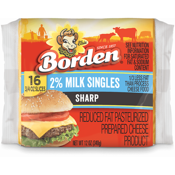 Borden 2% Milk Singles Sharp Cheese 12 OZ/ 340 GM