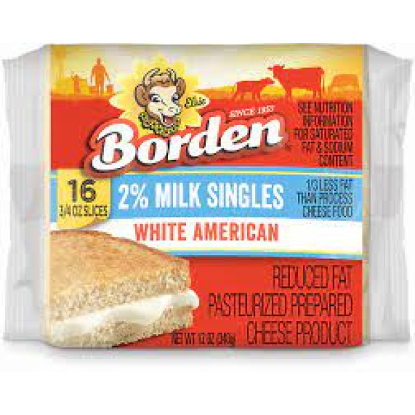 Borden Singles White American Cheese 12 OZ/ 340 GM