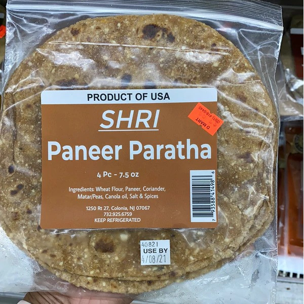 Shri Foods Paneer  Paratha 4 Pcs  / 230 Gms ( Fresh Cooked)