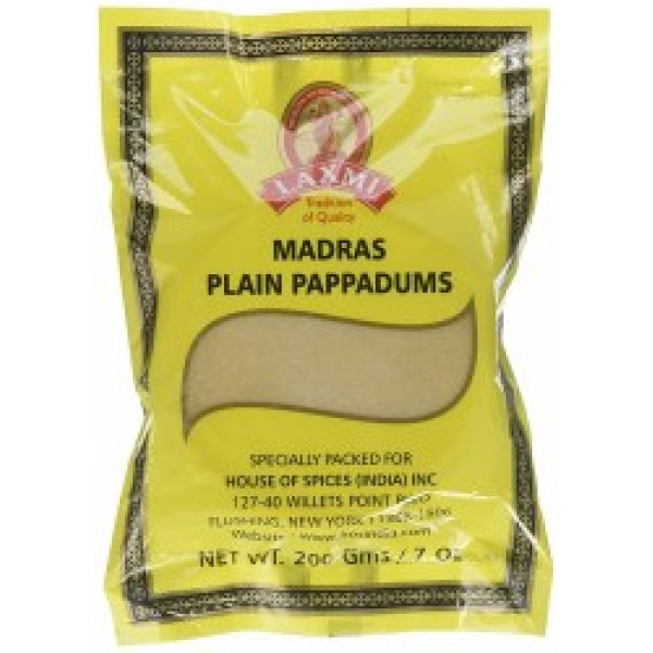 Laxmi Brand Madras Plain Pappadums 7 Oz / 200 Gms