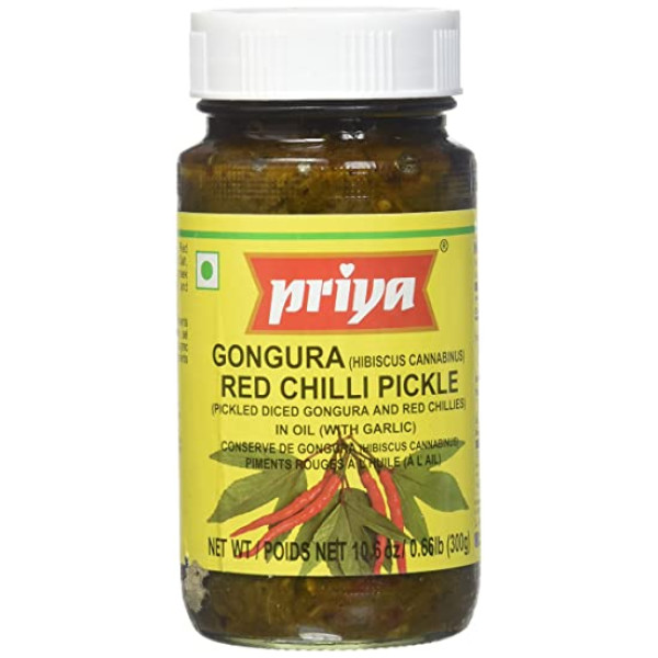 Priya Gongura Red Chili Pickle  10.6 OZ / 300 Gms