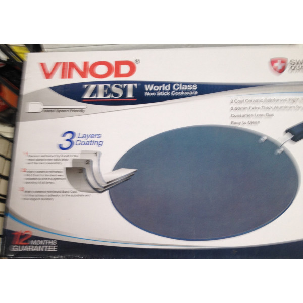 Vinod Zest World Class Non Stick cookware/Metal spoon friendly /Flat Multi Tawa 325mm , 4mm Thick