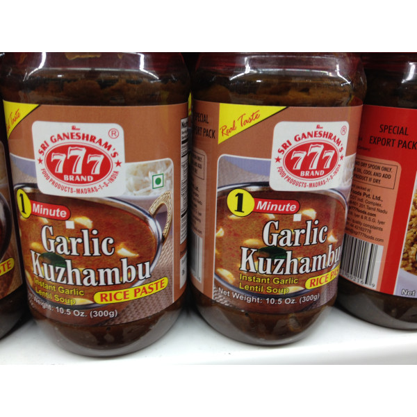 Sri Ganeshram's 777 Brand Garlic Kuzhambu Rice Paste 10.5 OZ / 300 Gms
