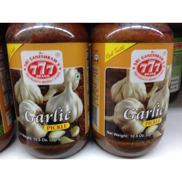 Sri Ganeshram's 777 Brand Garlic Pickle 10.5 OZ / 300 Gms