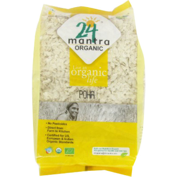 24 Mantra Organic Poha White Thick (Flattened Rice) 2 Lb / 908 Gms